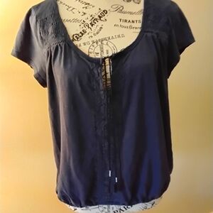 Aeropostale Embroidered Navy Blue Summer Top - size extra large